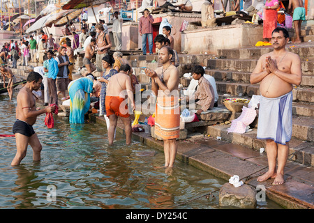 Varanasi, Inde, Dasaswamedh Ghat Banque D'Images