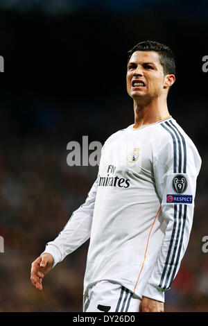 Madrid, Espagne. © D. 2e Apr, 2014. Cristiano Ronaldo (Real) Football/soccer : Ligue des Champions Tour de 8, 1 au match aller entre le Real Madrid 3-0 Borussia Dortmund au stade Santiago Bernabeu à Madrid, Espagne. Credit : D .Nakashima/AFLO/Alamy Live News Banque D'Images