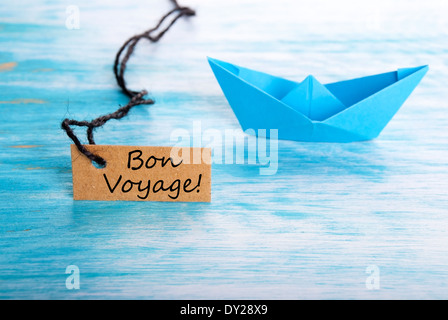 Livrés avec une étiquette avec Bon Voyage sur elle ce qui signifie bon voyage Banque D'Images