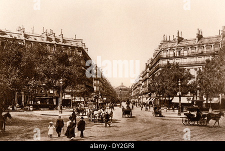 Avenue de l'Opéra, Paris, vers 1900. Photographie Banque D'Images
