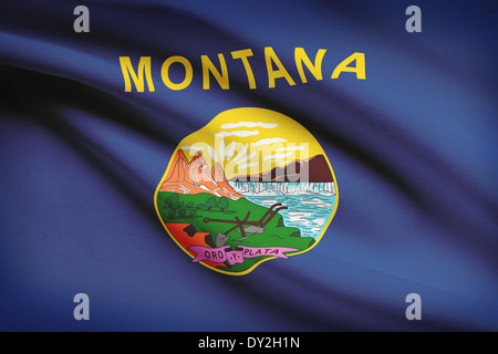 État du Montana d'un drapeau dans le vent. Partie d'une série. Banque D'Images