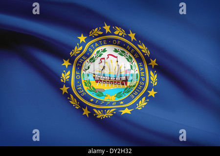 État du New Hampshire d'un drapeau dans le vent. Partie d'une série. Banque D'Images