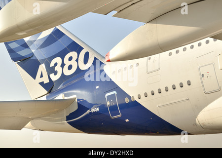 Détail d'un prototype de l'airbus A380, la queue à fidae 2014 Banque D'Images