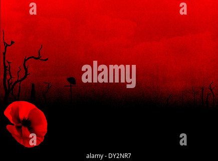 WW1 Première Guerre mondiale Résumé fond avec Poppy Banque D'Images