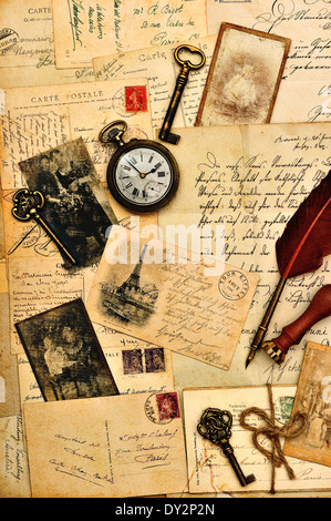 Les cartes postales anciennes et photos vintage nostalgique. Banque D'Images