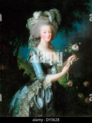 Louise Elisabeth Vigee Le Brun, Marie-Antoinette à la Rose 1783 Huile sur toile. Château de Versailles, France. Banque D'Images