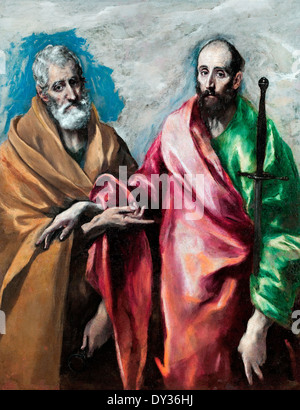 El Greco, Saint Pierre et Saint Paul 1590-1600 Huile sur toile. Museu Nacional d'Art de Catalunya, Barcelone, Espagne. Banque D'Images