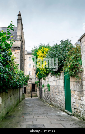 Vue vers le bas une ruelle calme au large de St Andrews exposée dans la belle ville de Bath dans le Somerset, England, UK. Banque D'Images