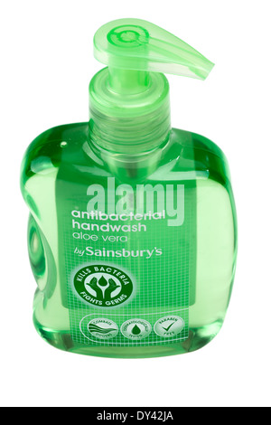 Sainsburys green anti bacterial Aloe Vera sans paraben testé dermatologiquement Handwash Banque D'Images