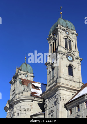 Entrée de l'église à l'abbaye d'Einsiedeln, Suisse Banque D'Images