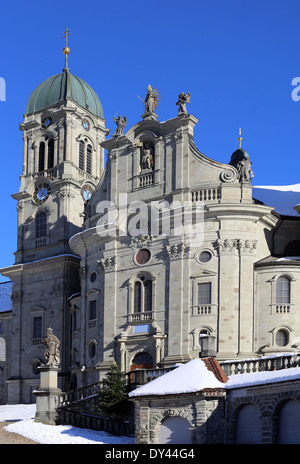 Entrée de l'église à l'abbaye d'Einsiedeln, Suisse Banque D'Images