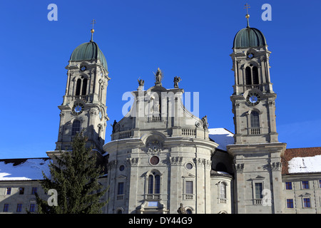 Entrée de l'église à l'abbaye d'Einsiedeln, Suisse Banque D'Images