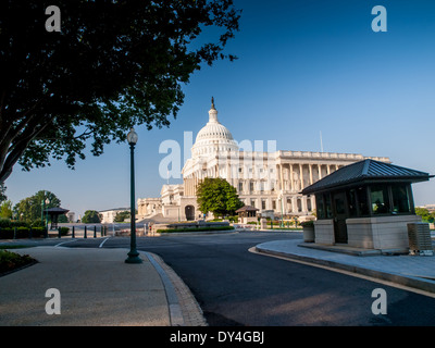 United States Capitol avec protection shack Banque D'Images