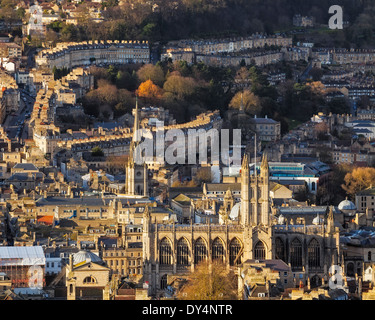 Donnant sur la ville de Bath de l'Alexandra Park sur haut de Beechen Cliff, Somerset England Uk Europe Banque D'Images