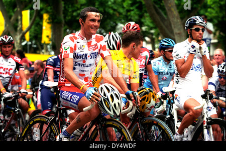 2004 Tour de France. Stade 14. Carcassonne commencer Richard Virenque en polkadot jersey Banque D'Images