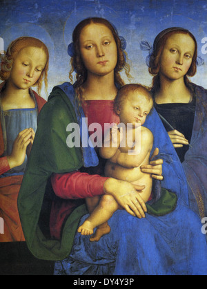 Pietro Perugino vierge à l'Enfant avec sainte Catherine et saint Rosa Banque D'Images