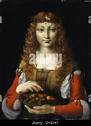 Giovanni Ambrogio de Predis Girl avec cerises Banque D'Images