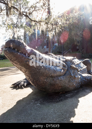 Statue d'Alligator, UF Mascot, Université de Floride, Gainesville, FL, USA Banque D'Images