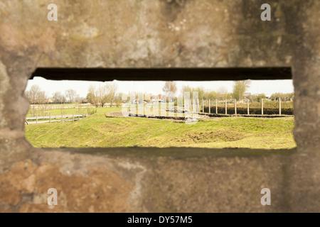 Vue depuis la seconde guerre mondiale Bunker casemate grande flandre Belgique 1 Banque D'Images