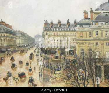 Camille Pissarro Place du Théâtre français, Paris - la pluie Banque D'Images