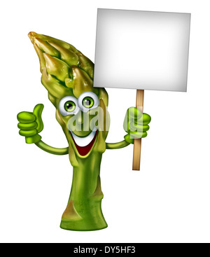 Caractère d'asperges vertes comme une saine alimentation avec une mascotte et de légumes un sourire heureux isolé sur fond blanc Banque D'Images