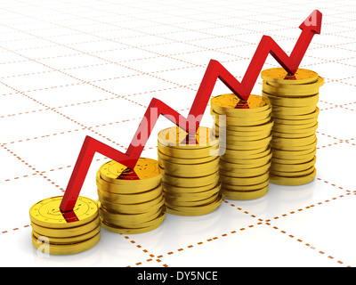 Diagramme à barres de golden dollar coins Banque D'Images
