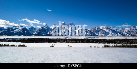 Vue panoramique de l'hiver le Teton Mountain Range, Wyoming, USA Banque D'Images