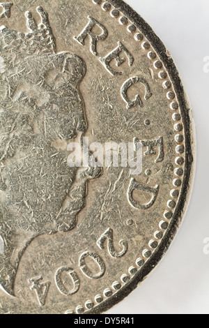 Pound coins, closeup détail. Banque D'Images