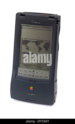 Bloc-notes Apple Newton sur fond blanc Banque D'Images