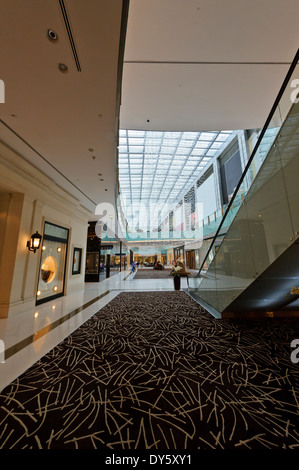 Le passage à l'intérieur du luxueux centre commercial de Dubaï avec des luxueuses boutiques, Dubaï, Émirats arabes unis, ÉMIRATS ARABES UNIS. Banque D'Images