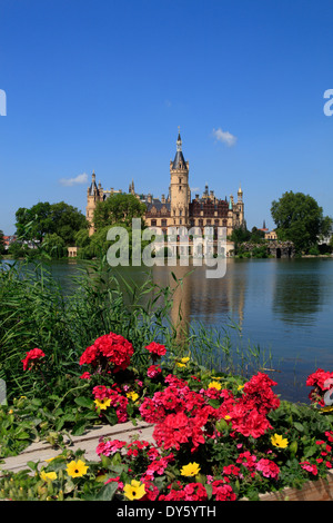 Schwerin, lac Schweriner Voir et château, Mecklembourg Poméranie occidentale, l'Allemagne, de l'Europe Banque D'Images