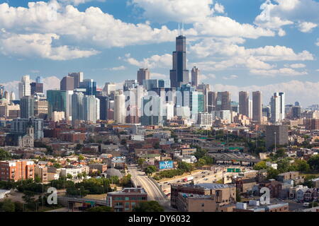 Sur les toits de la ville, Chicago, Illinois, États-Unis d'Amérique, Amérique du Nord Banque D'Images