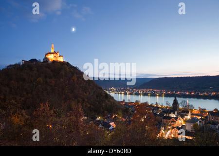 Forteresse de marksburg, près de Kobern-gondorf, Rhin, Rhénanie-Palatinat, Allemagne Banque D'Images