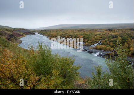 Barnafoss, ressorts et Children's Falls, l'Islande, les régions polaires Banque D'Images