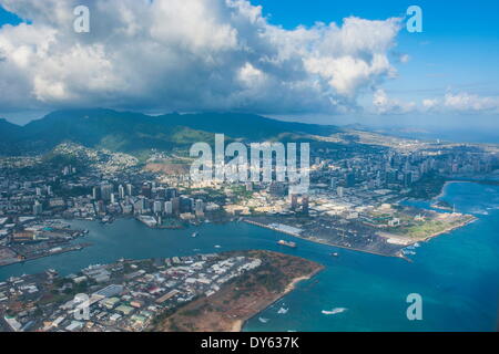 Vue aérienne de Honolulu, Oahu, Hawaii, United States of America, Pacifique Banque D'Images