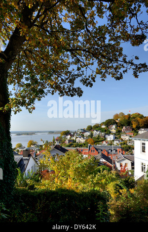 Vue de l'Elbe avec stair-district de Blankenese, Hambourg, Allemagne du Nord, Allemagne Banque D'Images