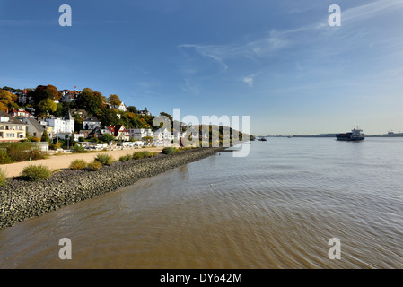 Vue de l'Elbe avec stair-district de Blankenese, Hambourg, Allemagne du Nord, Allemagne Banque D'Images