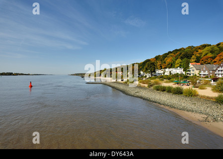 Vue de l'Elbe avec stair-district de Blankenese, Hambourg, Allemagne du Nord, Allemagne Banque D'Images