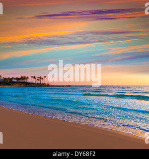 La plage d'El Arenal Javea Xabia lever du soleil en Méditerranée Alicante Espagne Banque D'Images