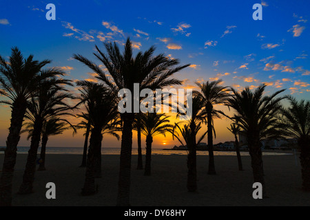 La plage d'El Arenal Javea Xabia lever du soleil en Méditerranée Alicante Espagne Banque D'Images