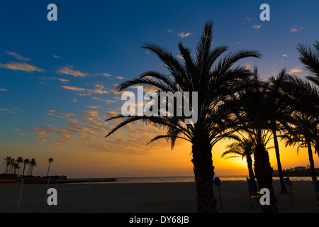 La plage d'El Arenal Javea Xabia lever du soleil en Méditerranée Alicante Espagne Banque D'Images