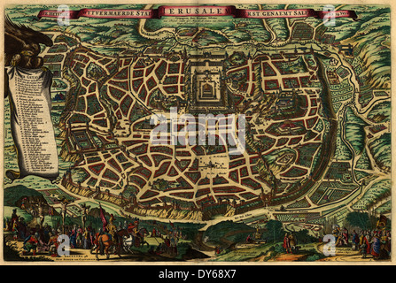 La carte de Jérusalem, Israël 1660 Korte beschryvinge van de landschappen des werelts enz. 1660 Banque D'Images
