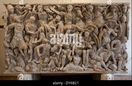 Bataille Ludovisi, sarcophage romain National Museum, Palais Altemps, Rome, Italie Banque D'Images