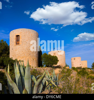 Javea Xabia Molins de la Plana vieux moulins maçonnerie Alicante Espagne Banque D'Images