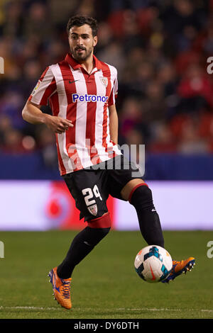 Valence, Espagne. 07Th avr, 2014. Mikel Balenziaga défenseur de l'Athletic Bilbao en action au cours de la jeu de la Liga Levante UD à l'Athletic Bilbao au stade Ciutat de Valencia, Valence. Credit : Action Plus Sport/Alamy Live News Banque D'Images