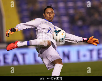 Valence, Espagne. 07Th avr, 2014. Gardien Keylor Navas de Levante U.D. en action au cours de la jeu de la Liga Levante UD à l'Athletic Bilbao au stade Ciutat de Valencia, Valence. Credit : Action Plus Sport/Alamy Live News Banque D'Images