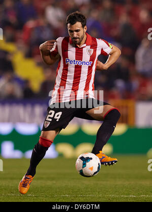 Valence, Espagne. 07Th avr, 2014. Mikel Balenziaga défenseur de l'Athletic Bilbao en action au cours de la jeu de la Liga Levante UD à l'Athletic Bilbao au stade Ciutat de Valencia, Valence. Credit : Action Plus Sport/Alamy Live News Banque D'Images