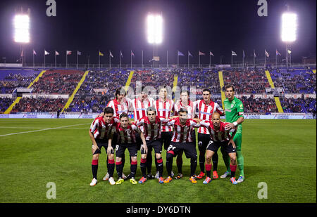 Valence, Espagne. 07Th avr, 2014. L'Athletic Bilbao squad pose avant le jeu de la Liga Levante UD à l'Athletic Bilbao au stade Ciutat de Valencia, Valence. Credit : Action Plus Sport/Alamy Live News Banque D'Images