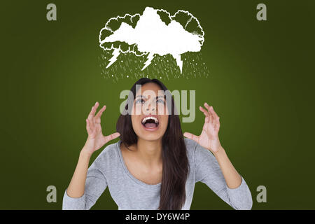 Image composite de brunette en colère crier Banque D'Images