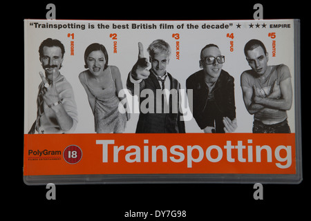 Trainspotting vidéo sur fond noir Banque D'Images